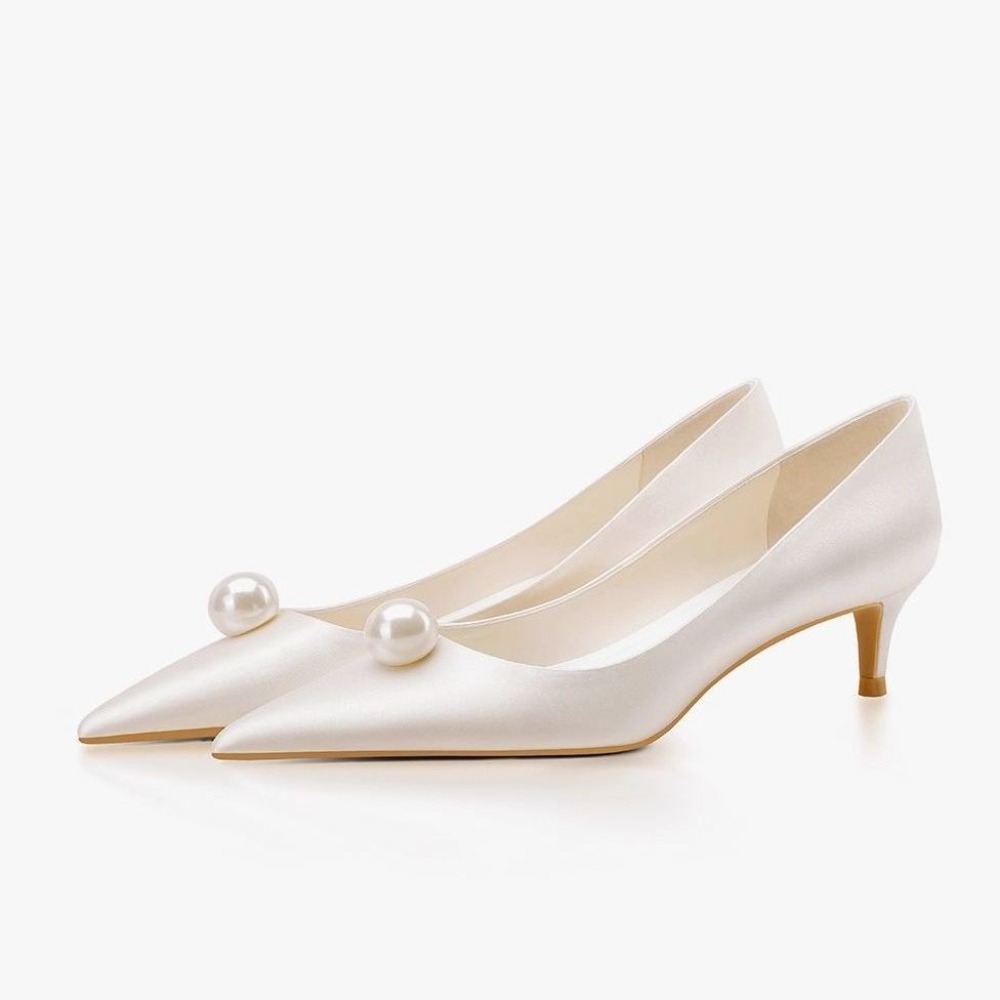 Women Formal Wear For Wedding - New White Satin Wedding Bride Shoes