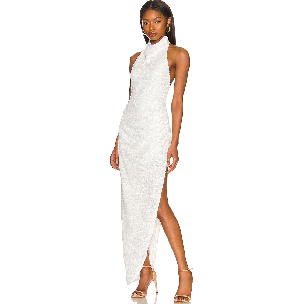 Women'S Formal Wear For Wedding Guest - Evening Dresses Halter Neckline Gown in