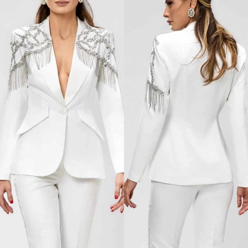 Women'S Formal Wear For Wedding Guest - Customized Wedding Tuxedos For Women Beading