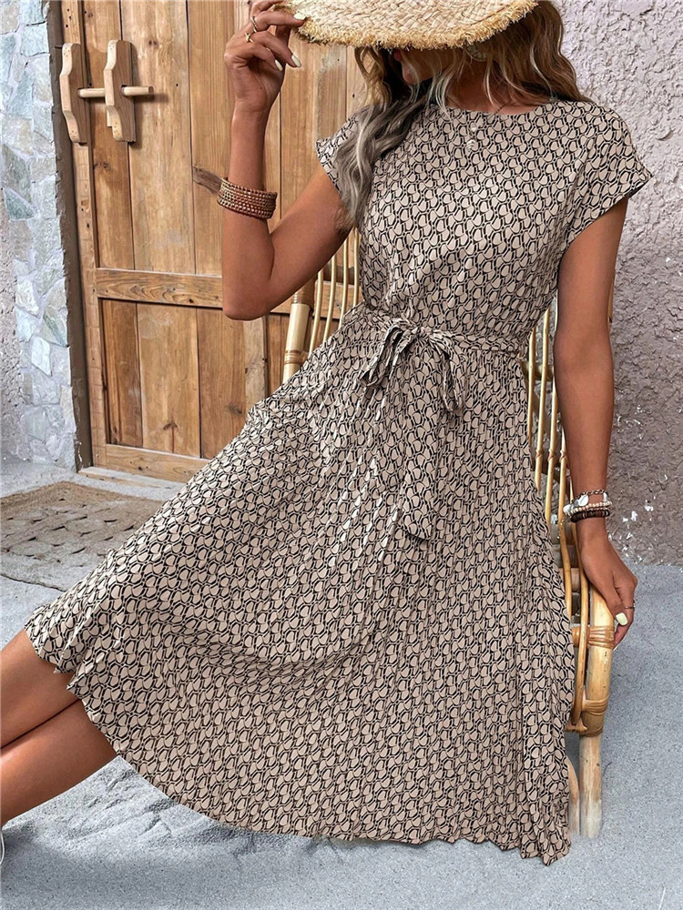 Women Formal Wear Zara - Msfilia Summer Print Pleated A Line