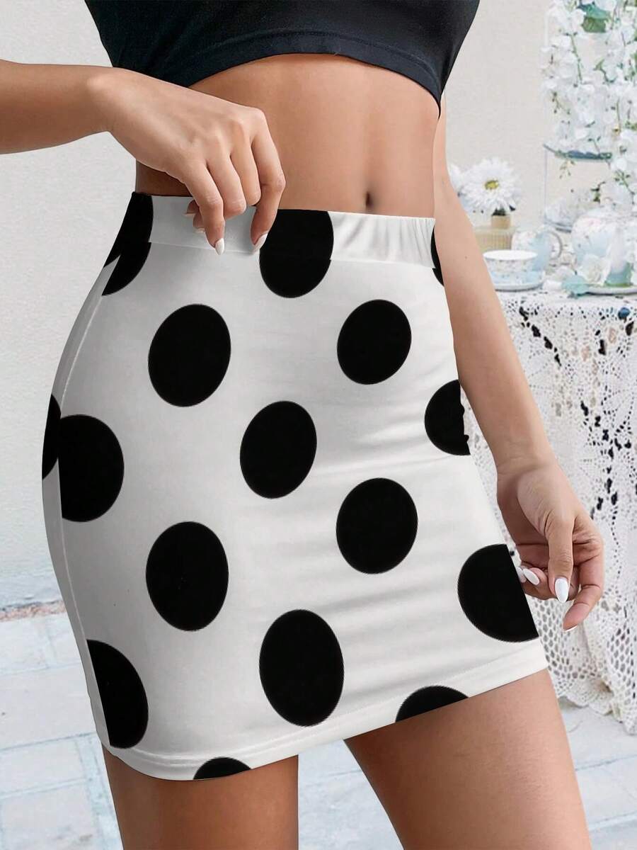 Pencil Skirt Midi - Women Summer Vintage Polka Dot Bodycon