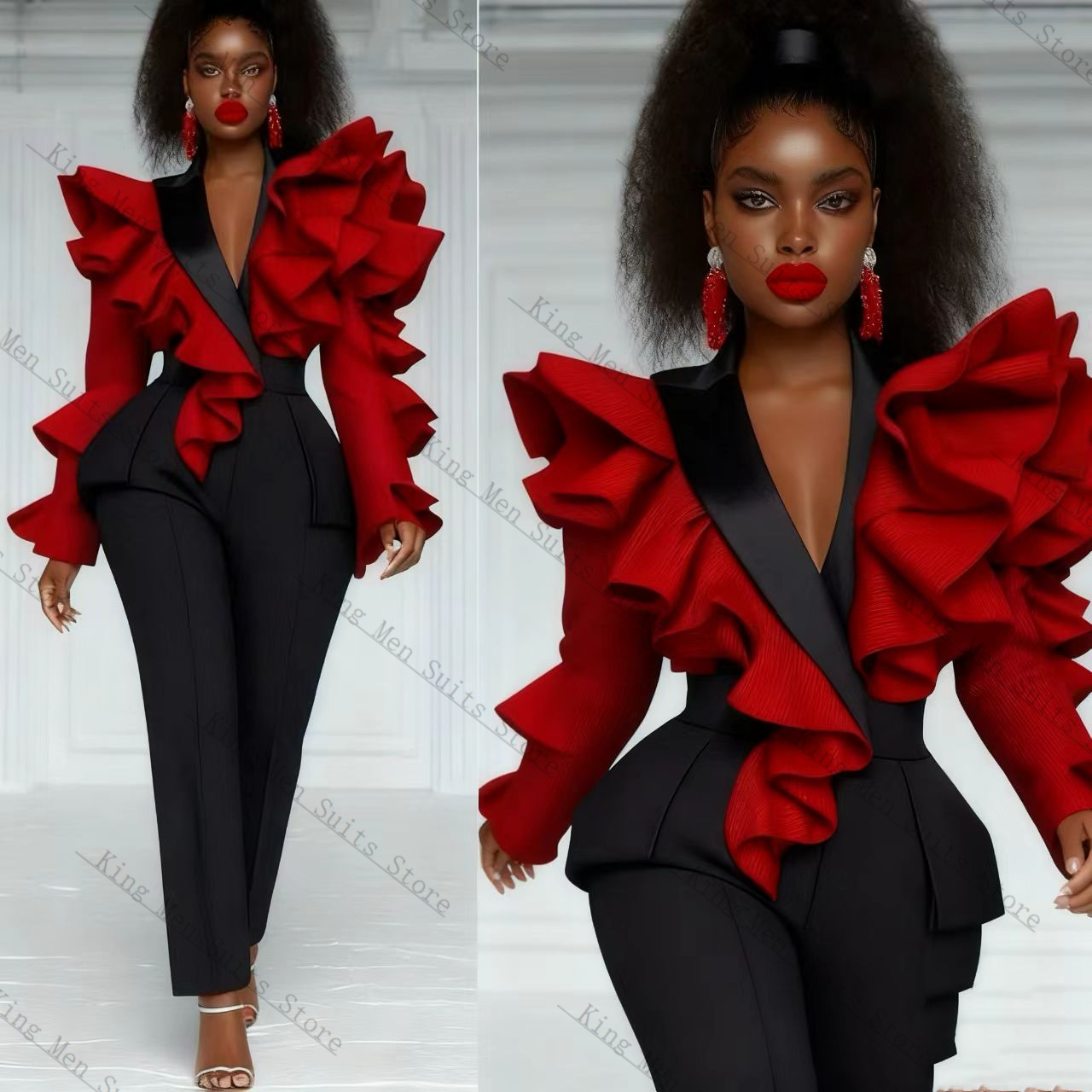 Red Black Women Suit Set 2 Pcs - đánh giá và giá Women'S Formal Wear For Wedding Guest