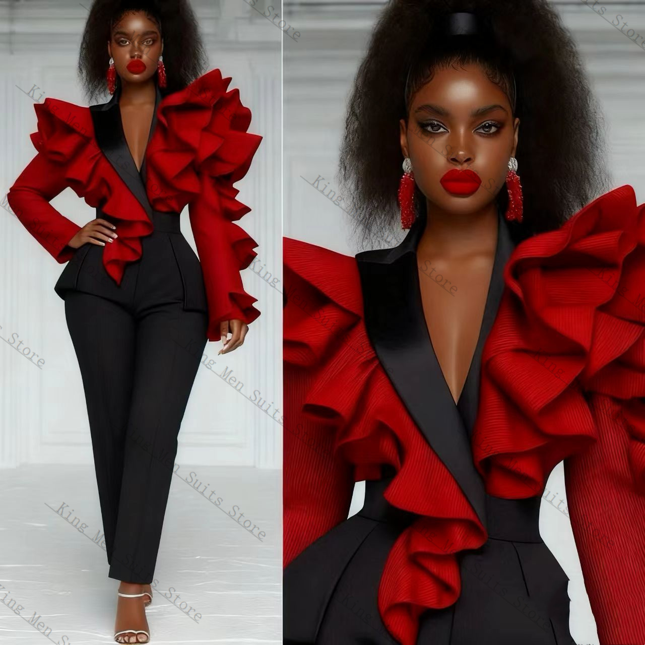 Red Black Women Suit Set 2 Pcs - đánh giá và giá Women'S Formal Wear For Wedding Guest