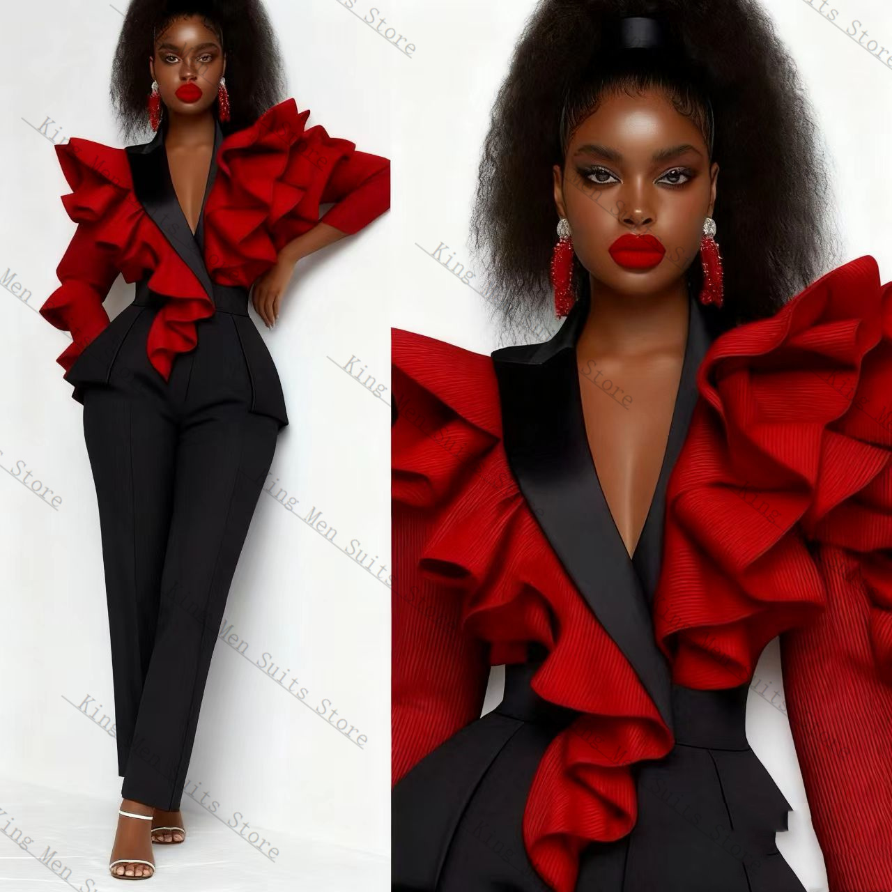 Red Black Women Suit Set 2 Pcs - đánh giá và giá Women'S Formal Wear For Wedding Guest