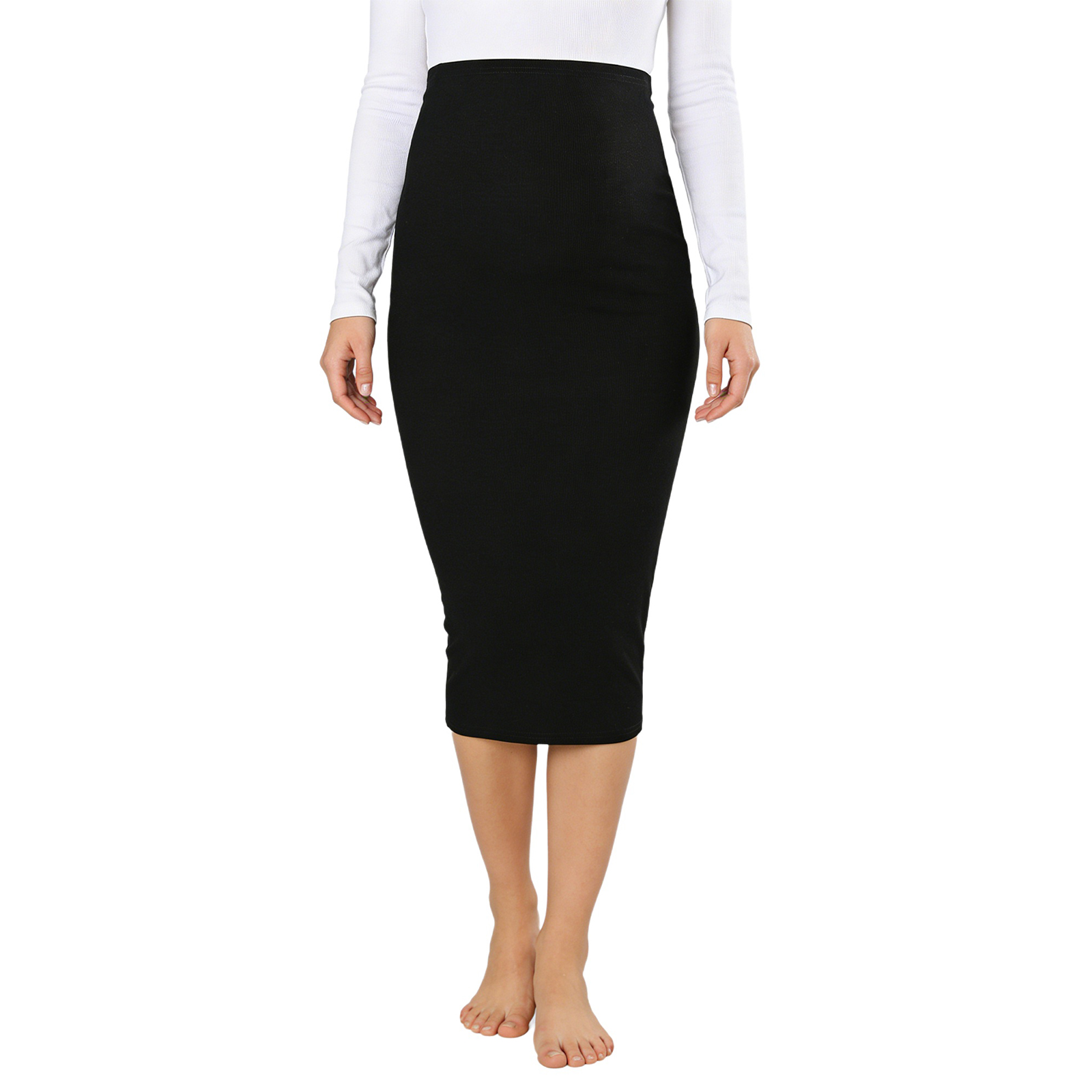 Maternity Elastic Waist Solid  - đánh giá và giá Pencil Skirt Midi