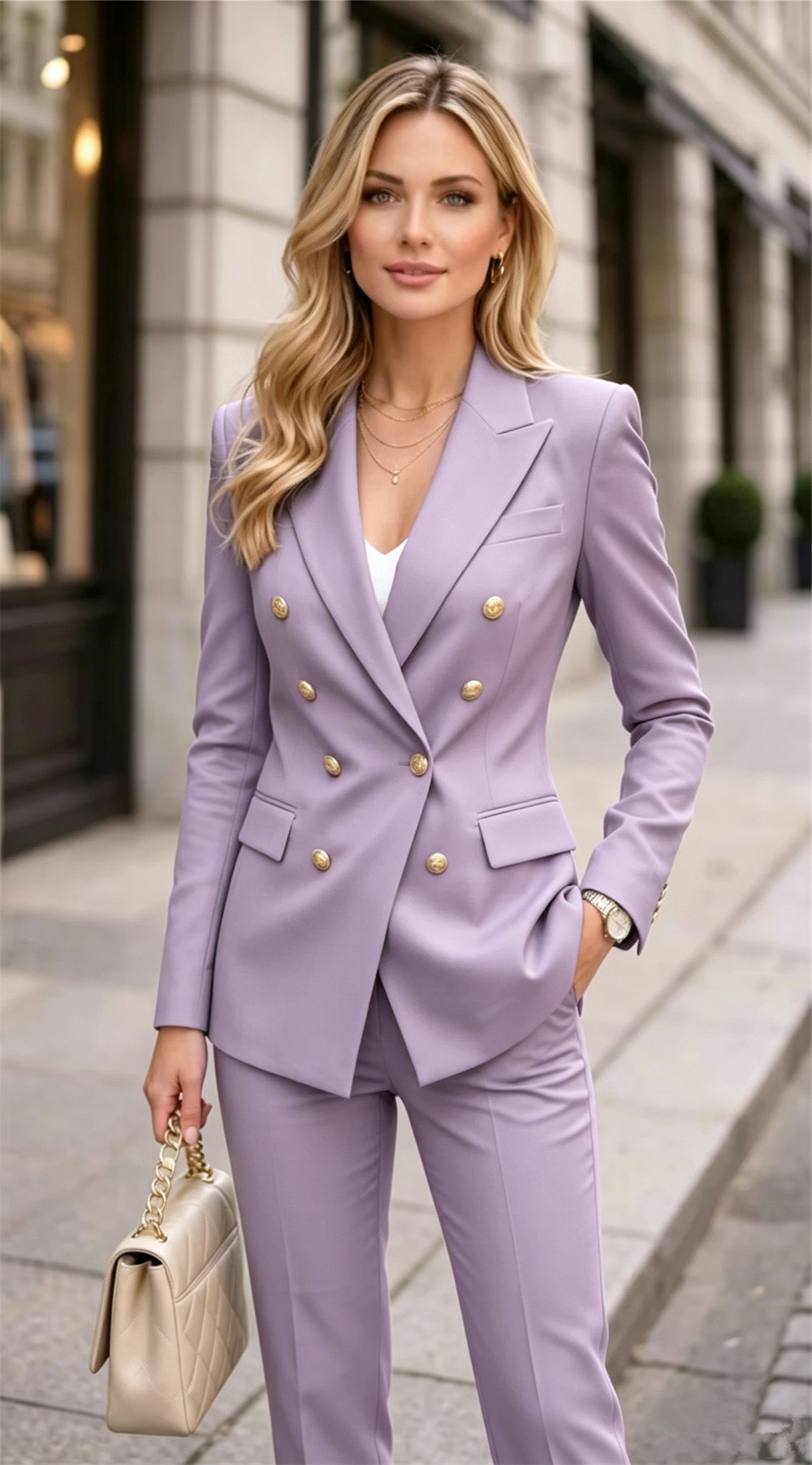 Lavender Women's Double Bested - đánh giá và giá Blazer Set Women Formal
