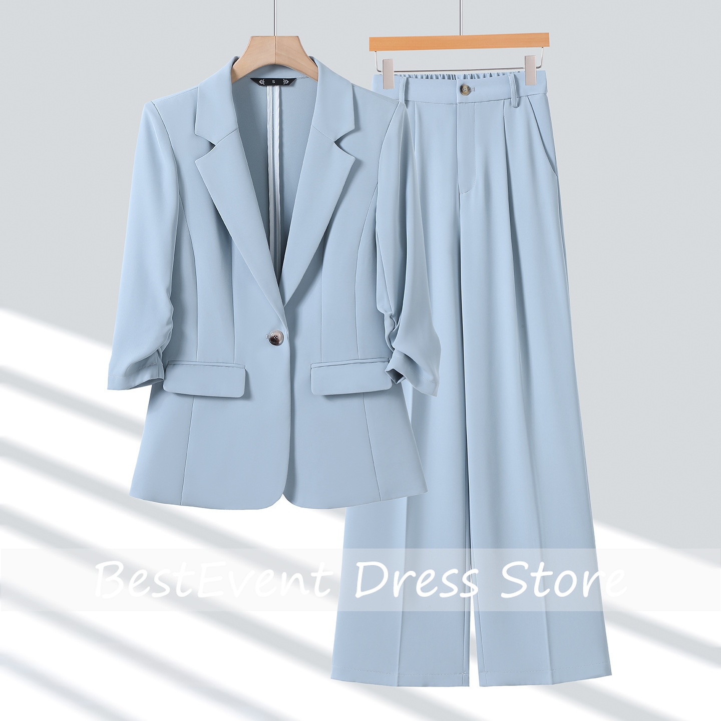 Light Blue Women's Suit Jacket - đánh giá và giá Blazer Set Women Formal