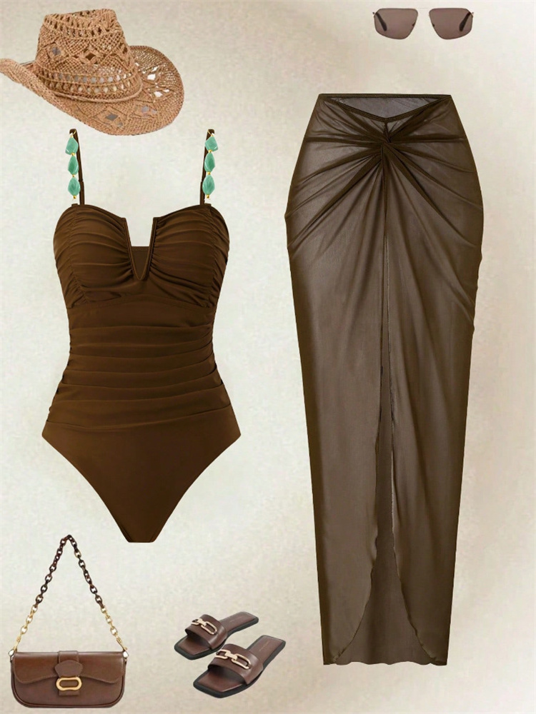 Vintage Coffee Mesh Long Skirt - đánh giá và giá Pencil Skirt Midi