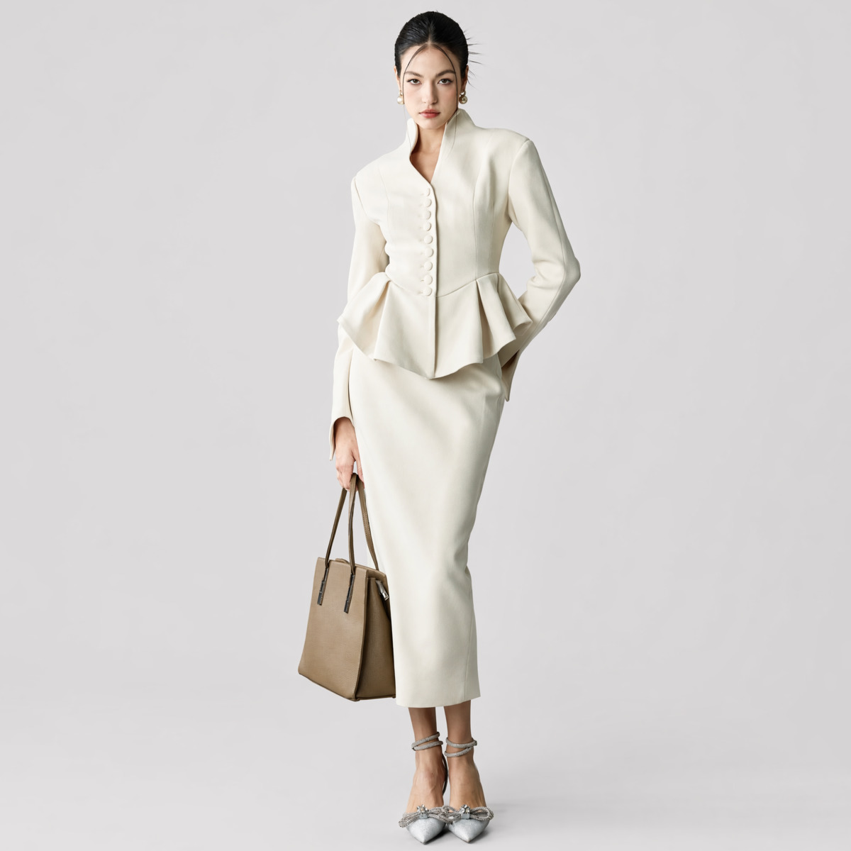 IG26 Women's Stand Collar Pepl - đánh giá và giá Pencil Skirt Midi